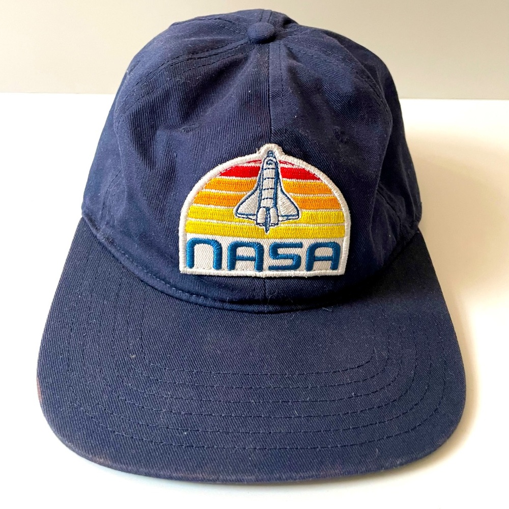 Retro Style NASA Baseball Cap SnapBack Hat Navy Blue Sunset Rocket Patch